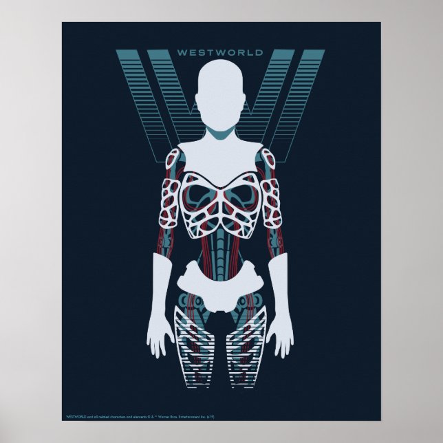 Poster Westworld | Squelette Android sur logo (Devant)