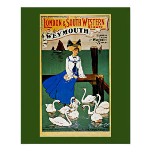 Poster Weymouth Train Travel, vintage,