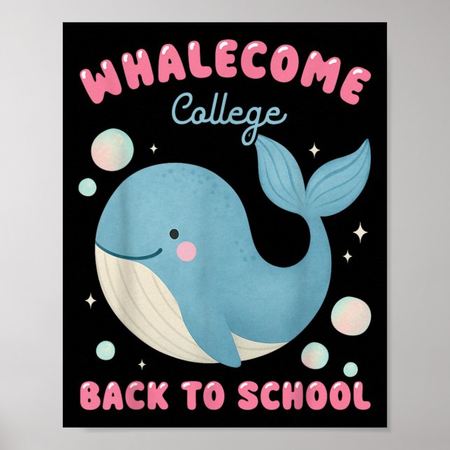 Poster Whalecome Drôle Retour À L'École College Ocean Tea (Devant)