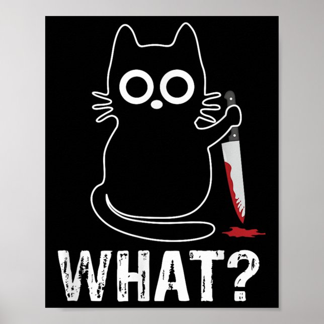 Poster What_ - Chat Drôle Avec Design Graphique Couteau (Devant)
