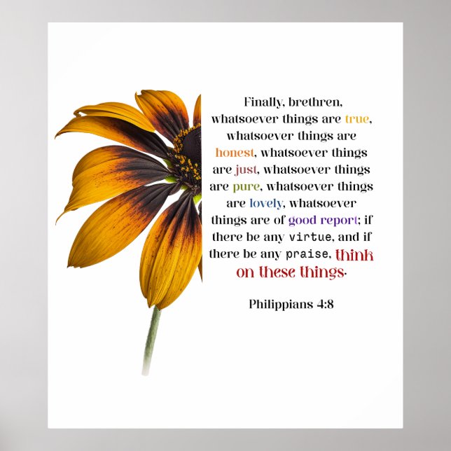 Poster Whatsoever Things Are Scripture with Flower (Devant)