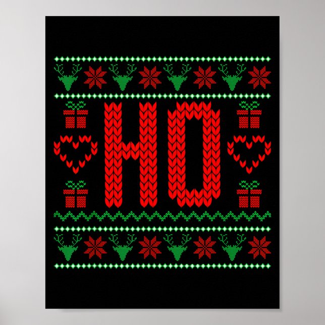Poster Where My Ho's At Ugly Christmas Sweater Couples Ma (Devant)