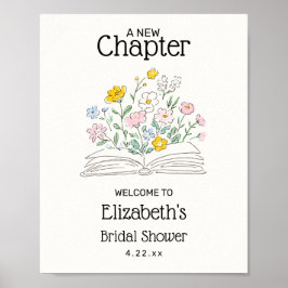 Poster Whimsical A New Chapter Bridal Shower Welcome Sign