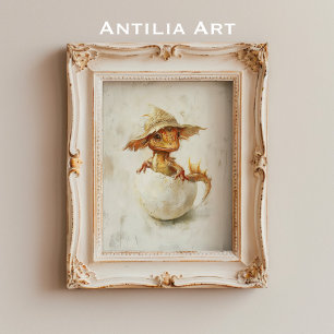 Poster Whimsical Baby Dragon Hatching Art Imaginaire magi