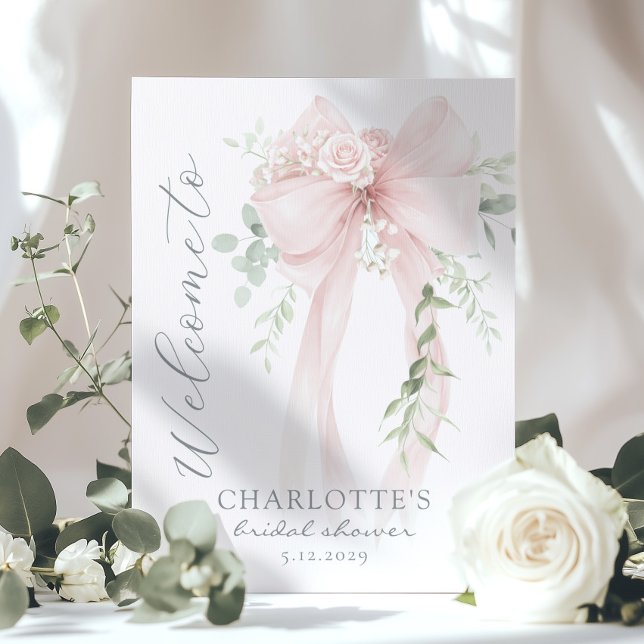 Poster Whimsical Bow Bridal Shower Welcome (Créateur téléchargé)