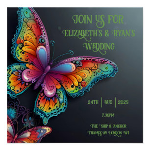 Poster Whimsical Butterfly Romance Faire-part de mariage