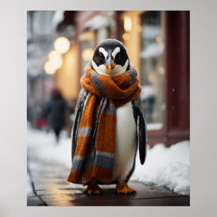 Poster Whimsical Cosy Penguin hiver neigeux