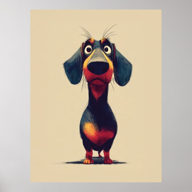 Poster  Whimsical Dachshund Character Illustration (Devant)