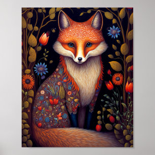 Poster Whimsical Fox Woodland Imaginaire Art