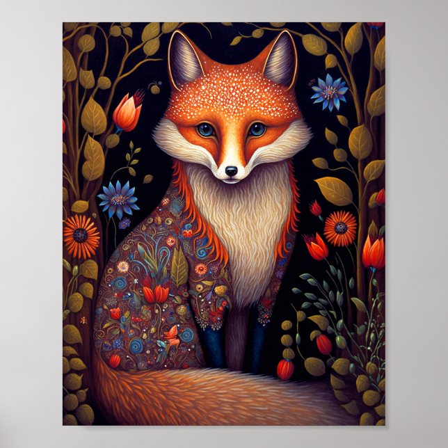 Poster Whimsical Fox Woodland Imaginaire Art (Devant)