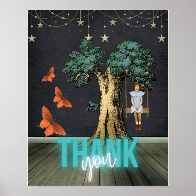 Poster Whimsical Girl in Swing Surreal Merci (Devant)