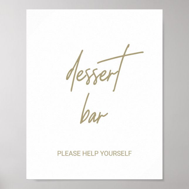 Poster Whimsical Gold Calligraphy Mariage Dessert Bar (Devant)