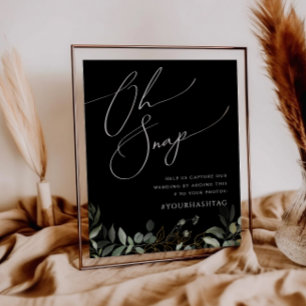 Poster Whimsical Green and Gold Black Oh Snap Hashtag