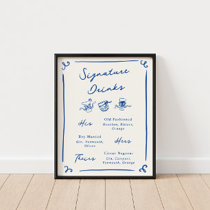 Poster Whimsical Hand Drake Navy Signature Boissons