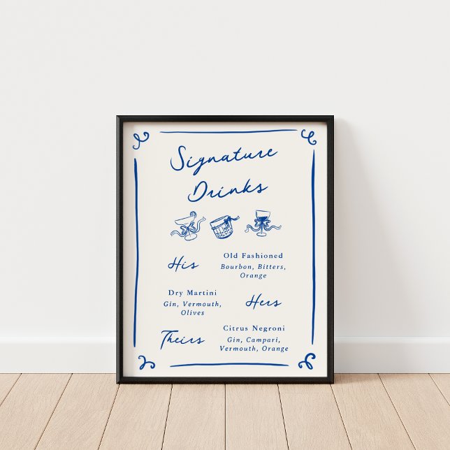 Poster Whimsical Hand Drake Navy Signature Boissons (Créateur téléchargé)