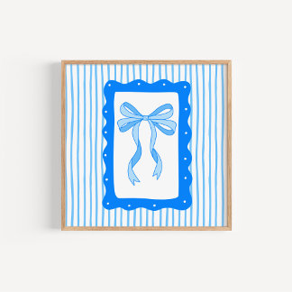 Poster Whimsical Hand-Drawn Coquette Blue Bow Art