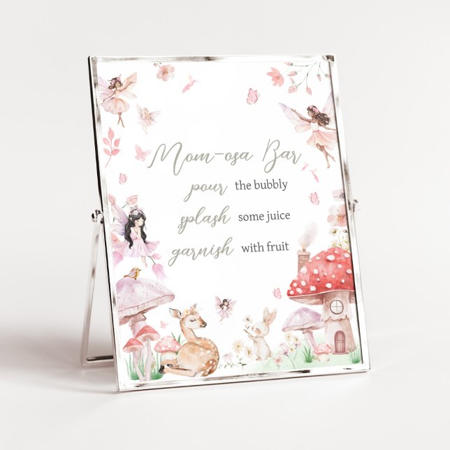 Poster Whimsical Little Fairy Baby shower Maman Osa Bar (Little Fairy Whimsical Baby Shower Mom Osa Bar Sign)
