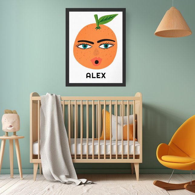 Poster Whimsical Orange PERSONNALISÉ NOM DE BÉBÉ Art (Whimsical Orange CUSTOM BABY NAME Art Poster
)