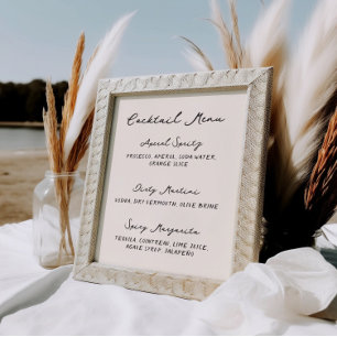 Poster Whimsical Quirky Menu Cocktail manuscrit manuscrit