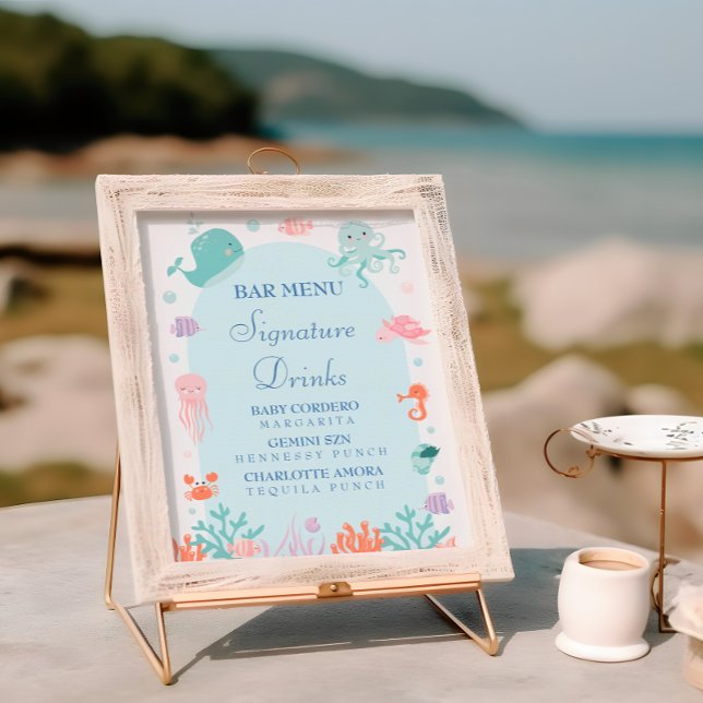 Poster Whimsical Sea Life Signature Boissons Baby shower (Créateur téléchargé)