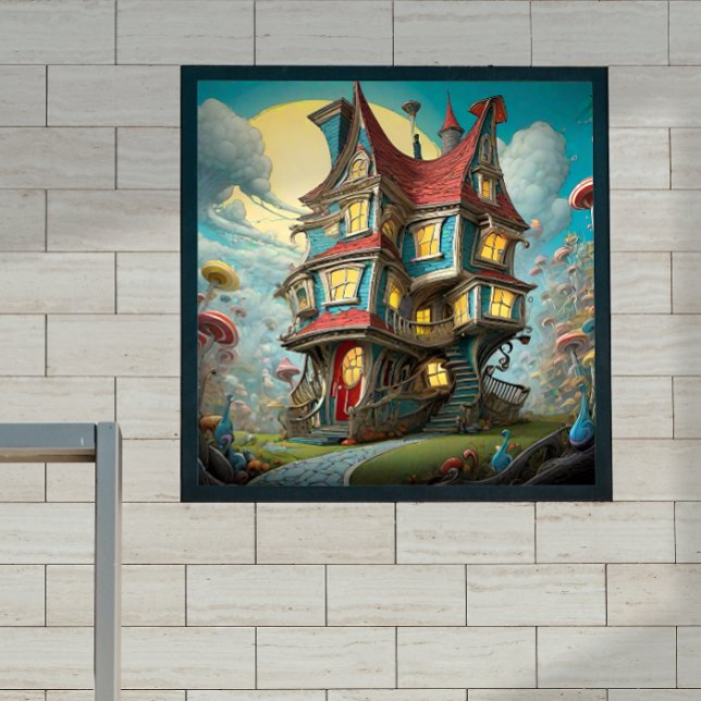 Poster Whimsical Storybook Crooked House | ART NUMÉRIQUE (brighten up your child's room or add a dash of imagination to your library)