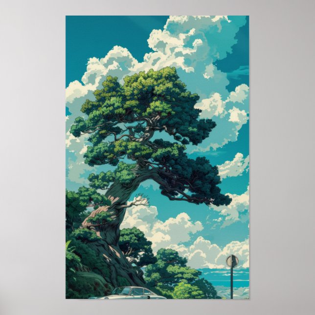Poster Whimsical Studio Ghibli Inspiré Arbre et Fox Post (Devant)