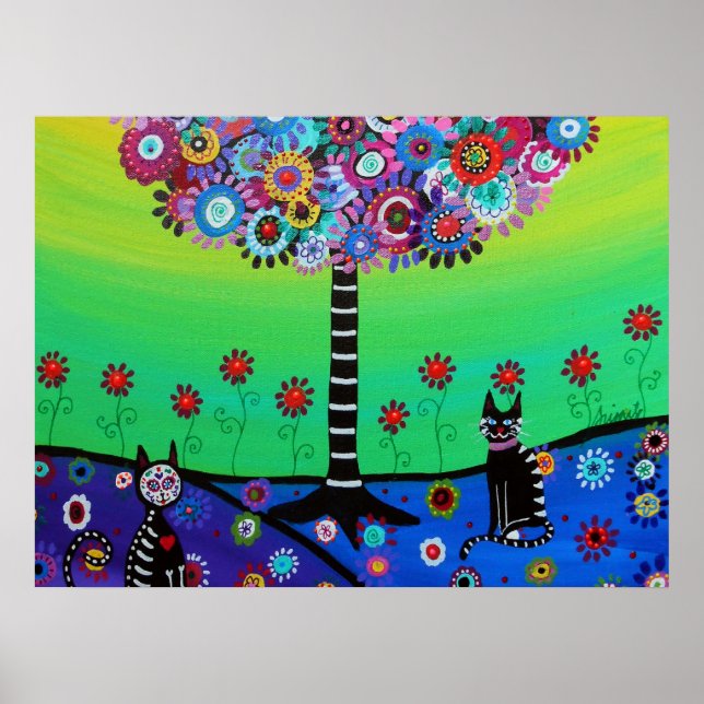 Poster Whimsical Town Cats day Out Peinture par Prisarts (Devant)