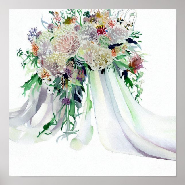 Poster Whimsical & Wild, Bridal Cascading Bouquet 1, (Devant)