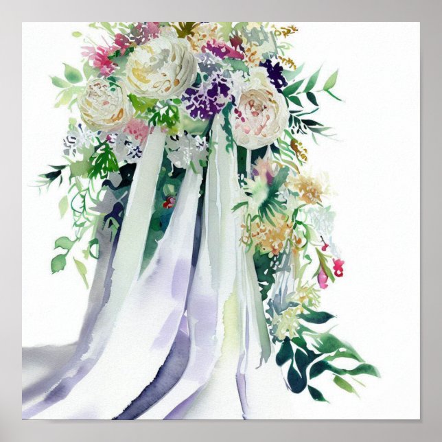 Poster Whimsical & Wild, Bridal Cascading Bouquet 2, (Devant)