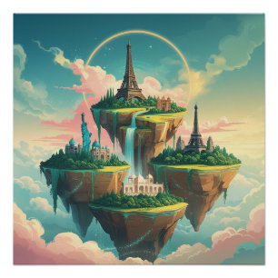 Poster Whimsical World se demande : Le paysage urbain flo