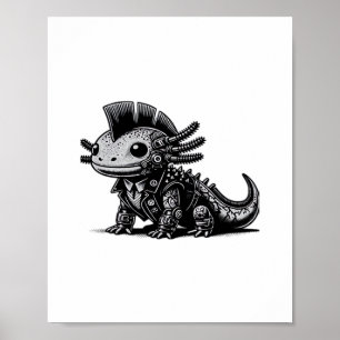 Poster Whimsigoth Cyborg Axolotl Classe d'Art Vintage