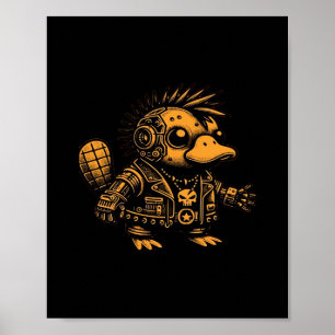 Poster Whimsigoth Cyborg Platypus Art Vintage