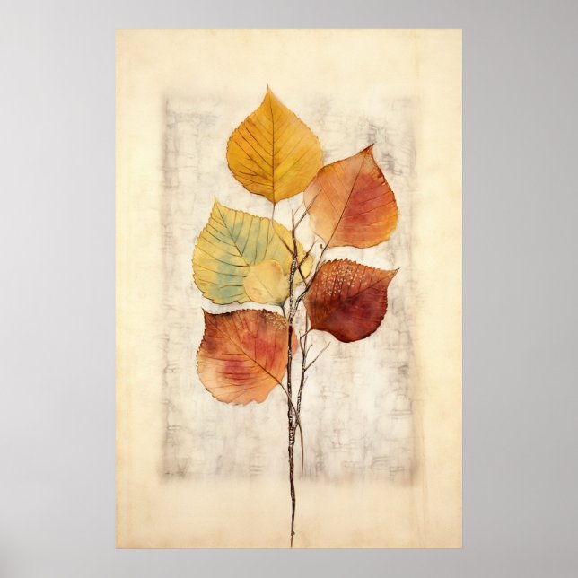 Poster Whimsy dans la nature : Feuilles vibrants de Birch (Devant)