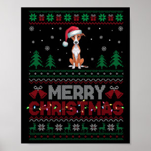 Poster Whippet Amoureux de les chiens Santa Hat Feux d'ar