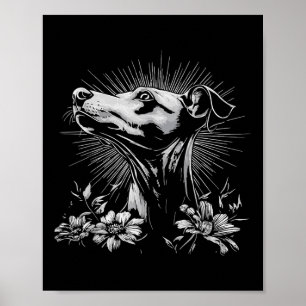 Poster Whippet Amoureux des chiens style rétro tatouage _