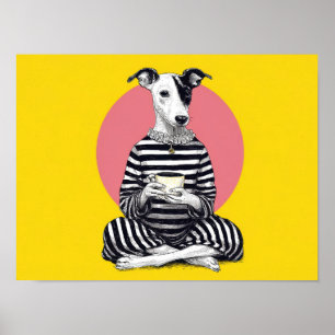 Poster Whippet Coffee Time – Chien Vintage Excentrique