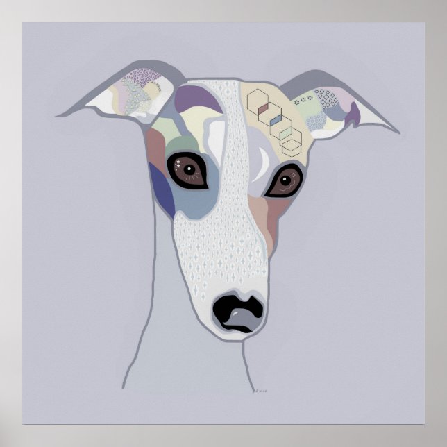 Poster Whippet dans les couleurs de Denim (Devant)