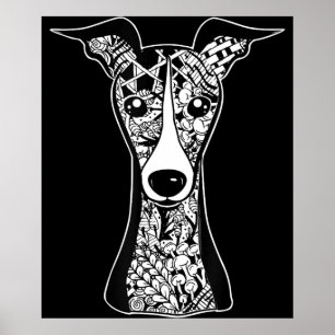 Poster Whippet Lover Art graphique italien Greyhound Fa