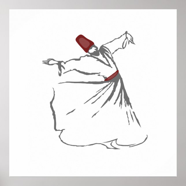 Poster Whirling Dervish - Rouge Maroon (Devant)