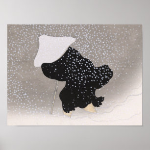 Poster Whirling Snow Japanese Woodblock Print