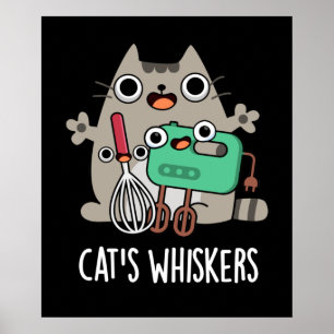 Poster Whiskers Cat's Funny Baking Pun Dark BG