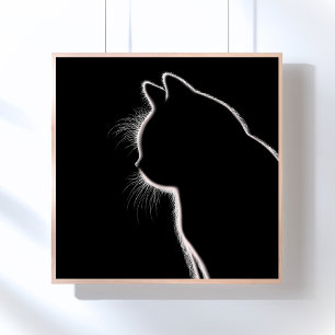 Poster Whiskers dans l'obscurité Silhouette Whisker Cha