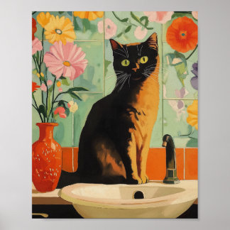 Poster Whiskers et Fleurs sauvages | Chat Quirky