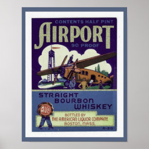 Poster Whiskey aéroport Bourbon 1930