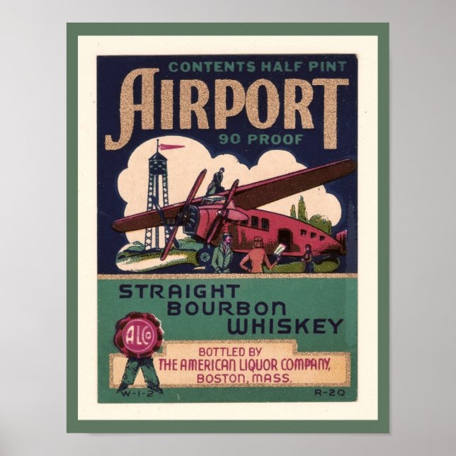 Poster Whiskey aéroport Bourbon 1930 (Devant)