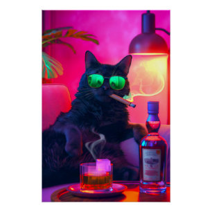 Poster Whiskey de chat Gentleman Barre amusante