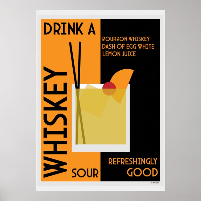 Poster Whiskey Sour Cocktail (Devant)
