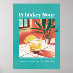 Poster Whiskey Sour Tropic Turquoise Retro