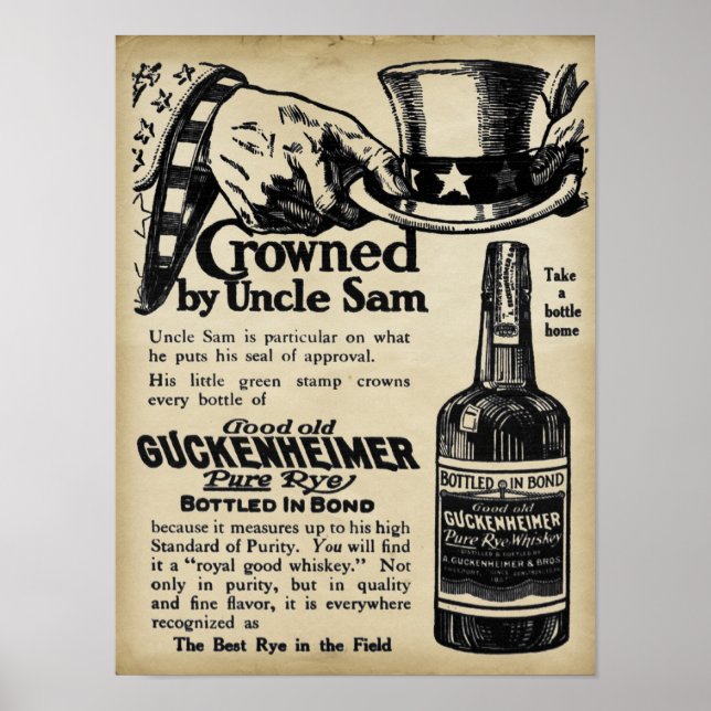 Poster Whiskey vintage Guckenheimer Rye (Devant)
