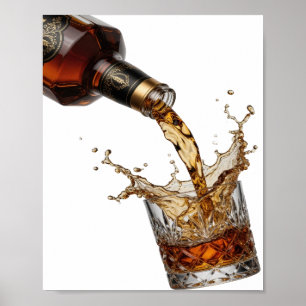 Poster Whisky Argenté Spirituel SE VERSANT DANS UN VERRE